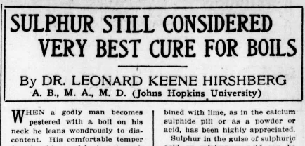 Sulfur Still the Best Cure for Boils